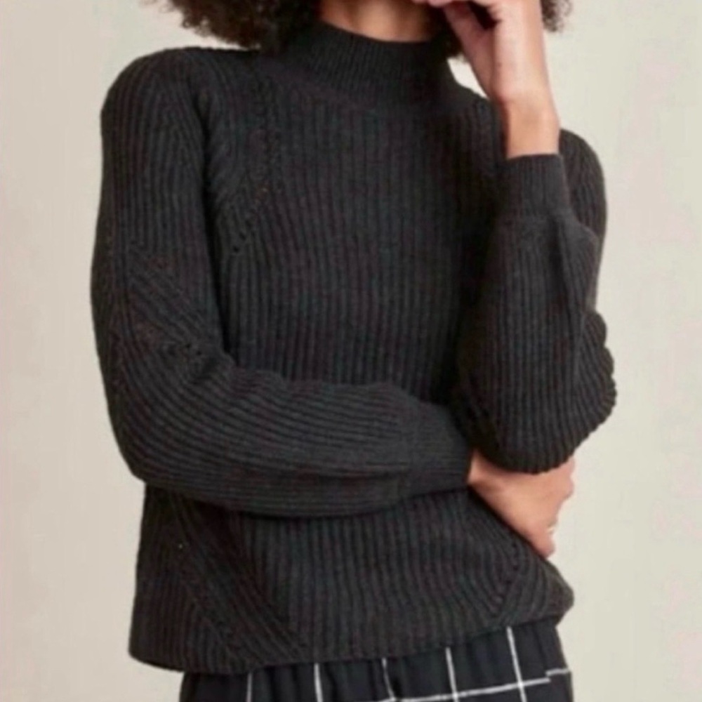 Marine Layer Erin Dark Gray Cotton-Wool Blend Mock Turtleneck- Size XS-NWT